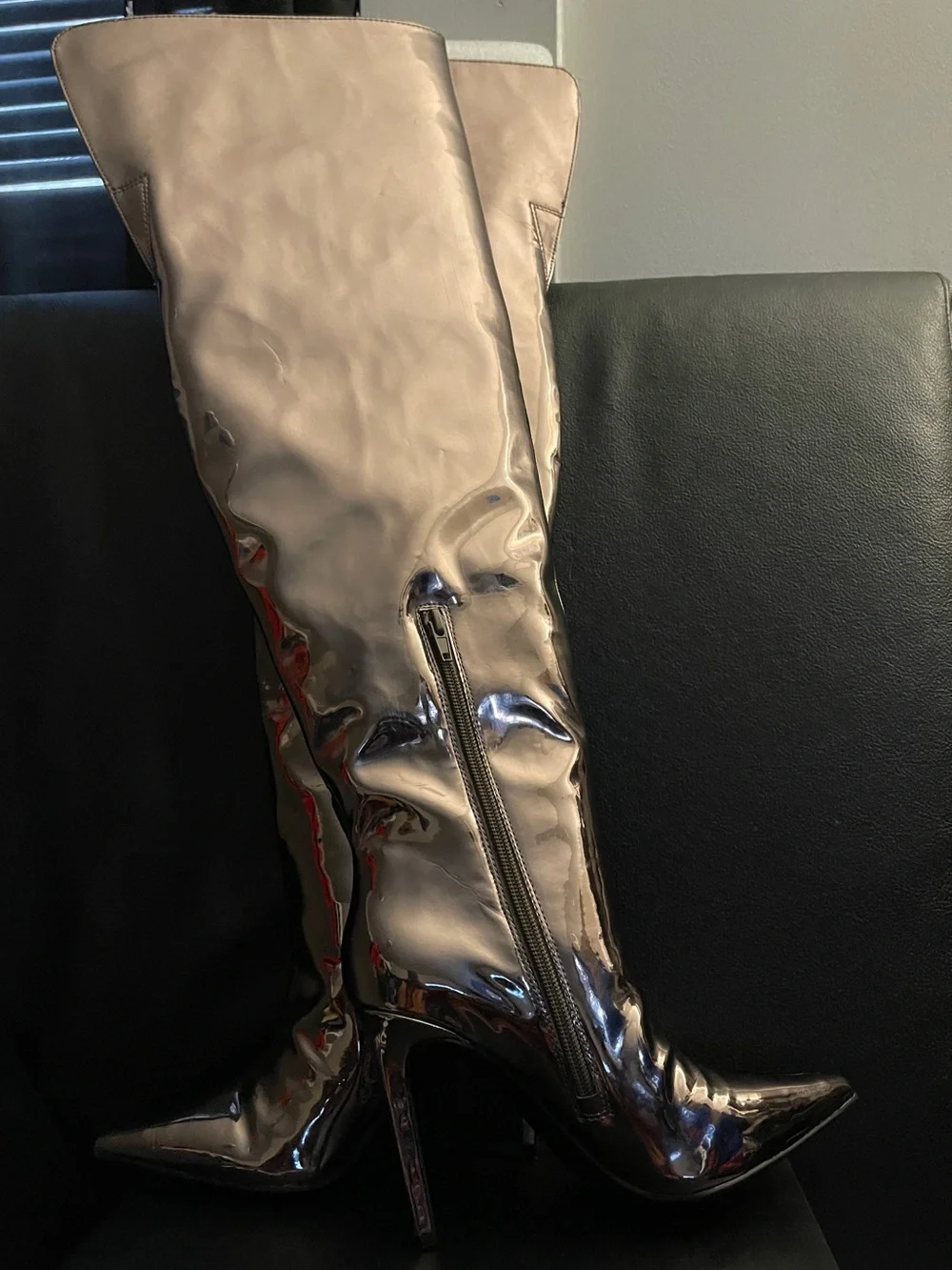 INC Women’s Sedona Pewter TPU Over-the-Knee Stiletto Boots Sz 5.5 NWOB